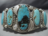 Huge Vintage Native American Jewelry Navajo Rare Number 8 Turquoise Sterling Silver Bracelet Old-Nativo Arts