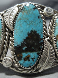 Huge Vintage Native American Jewelry Navajo Rare Number 8 Turquoise Sterling Silver Bracelet Old-Nativo Arts