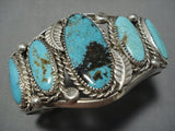 Huge Vintage Native American Jewelry Navajo Rare Number 8 Turquoise Sterling Silver Bracelet Old-Nativo Arts