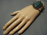 Huge Vintage Native American Jewelry Navajo Rare Turquoise Sterling Silver Cuff Bracelet-Nativo Arts