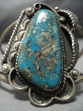 Huge Vintage Native American Jewelry Navajo Rare Turquoise Sterling Silver Cuff Bracelet-Nativo Arts