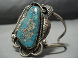 Huge Vintage Native American Jewelry Navajo Rare Turquoise Sterling Silver Cuff Bracelet-Nativo Arts