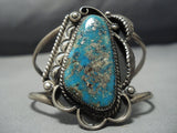 Huge Vintage Native American Jewelry Navajo Rare Turquoise Sterling Silver Cuff Bracelet-Nativo Arts