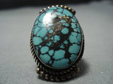 Huge!! Vintage Native American Jewelry Navajo Spierweb Turquoise Sterling Silver Ring Old-Nativo Arts