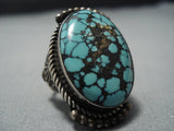Huge!! Vintage Native American Jewelry Navajo Spierweb Turquoise Sterling Silver Ring Old-Nativo Arts