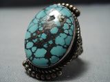 Huge!! Vintage Native American Jewelry Navajo Spierweb Turquoise Sterling Silver Ring Old-Nativo Arts