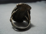 Huge!! Vintage Native American Jewelry Navajo Spierweb Turquoise Sterling Silver Ring Old-Nativo Arts