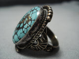 Huge!! Vintage Native American Jewelry Navajo Spierweb Turquoise Sterling Silver Ring Old-Nativo Arts