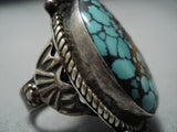 Huge!! Vintage Native American Jewelry Navajo Spierweb Turquoise Sterling Silver Ring Old-Nativo Arts