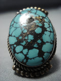 Huge!! Vintage Native American Jewelry Navajo Spierweb Turquoise Sterling Silver Ring Old-Nativo Arts