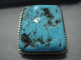 Huge!! Vintage Native American Jewelry Navajo Squared Turquoise Sterling Silver Ring-Nativo Arts