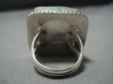 Huge!! Vintage Native American Jewelry Navajo Squared Turquoise Sterling Silver Ring-Nativo Arts