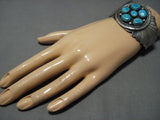Huge Vintage Native American Jewelry Navajo Sterling Silver Flank Sky Blue Turquoise Bracelet Old Cuff-Nativo Arts