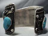Huge!! Vintage Native American Jewelry Navajo Turquoise Coral Sterling Silver Cuff Bracelet Old-Nativo Arts