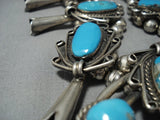 Huge!! Vintage Native American Jewelry Navajo Turquoise Sterling Silver Squash Blossom Necklace Old-Nativo Arts