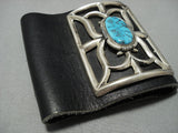 Huge Vintage Native American Jewelry Navajo Vivid Turquoise Sterling Silver Ketoh Bracelet Old-Nativo Arts