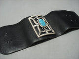 Huge Vintage Native American Jewelry Navajo Vivid Turquoise Sterling Silver Ketoh Bracelet Old-Nativo Arts