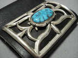 Huge Vintage Native American Jewelry Navajo Vivid Turquoise Sterling Silver Ketoh Bracelet Old-Nativo Arts