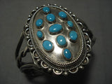 Huge!! Vintage Native American Navajo Carico Lake Turquoise Sterling Silver Bracelet Old-Nativo Arts