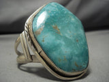 Huge!! Vintage Native American Navajo Carico Lake Turquoise Sterling Silver Bracelet Old-Nativo Arts