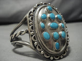 Huge!! Vintage Native American Navajo Carico Lake Turquoise Sterling Silver Bracelet Old-Nativo Arts