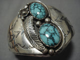 Huge Vintage Native American Navajo Corw Springs Turquoise Sterling Silver Bracelet-Nativo Arts