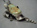 Huge Vintage Native American Navajo Dakota Willie Royston Turquoise Sterling Silver Necklace Old-Nativo Arts