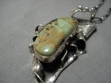 Huge Vintage Native American Navajo Dakota Willie Royston Turquoise Sterling Silver Necklace Old-Nativo Arts