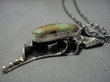 Huge Vintage Native American Navajo Dakota Willie Royston Turquoise Sterling Silver Necklace Old-Nativo Arts