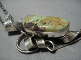 Huge Vintage Native American Navajo Dakota Willie Royston Turquoise Sterling Silver Necklace Old-Nativo Arts