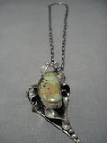 Huge Vintage Native American Navajo Dakota Willie Royston Turquoise Sterling Silver Necklace Old-Nativo Arts