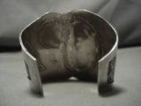 Huge!! Vintage Native American Navajo Green Turquoise Sterling Silver Bracelet Old-Nativo Arts