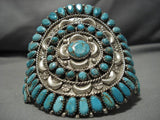 Huge Vintage Native American Navajo Royston Turquoise Sterling Silver Bracelet Old-Nativo Arts