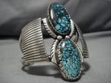 Huge Vintage Native American Navajo Spiderweb Turquoise Sterling Silver Bracelet Old-Nativo Arts