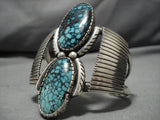 Huge Vintage Native American Navajo Spiderweb Turquoise Sterling Silver Bracelet Old-Nativo Arts