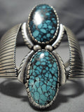 Huge Vintage Native American Navajo Spiderweb Turquoise Sterling Silver Bracelet Old-Nativo Arts