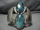 Huge Vintage Native American Navajo Spiderweb Turquoise Sterling Silver Bracelet Old-Nativo Arts