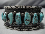 Huge!! Vintage Native American Navajo Sterling Silver Aqua Turquoise Bracelet Cuff Old-Nativo Arts