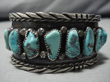 Huge!! Vintage Native American Navajo Sterling Silver Aqua Turquoise Bracelet Cuff Old-Nativo Arts