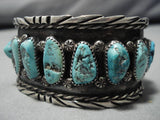 Huge!! Vintage Native American Navajo Sterling Silver Aqua Turquoise Bracelet Cuff Old-Nativo Arts