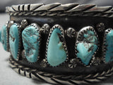 Huge!! Vintage Native American Navajo Sterling Silver Aqua Turquoise Bracelet Cuff Old-Nativo Arts