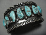 Huge!! Vintage Native American Navajo Sterling Silver Aqua Turquoise Bracelet Cuff Old-Nativo Arts