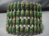 Huge Vintage Native American Navajo Sterling Silver Lime Green Turquoise Bracelet Old Cuff-Nativo Arts