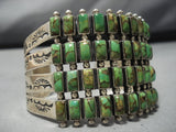 Huge Vintage Native American Navajo Sterling Silver Lime Green Turquoise Bracelet Old Cuff-Nativo Arts