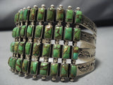 Huge Vintage Native American Navajo Sterling Silver Lime Green Turquoise Bracelet Old Cuff-Nativo Arts