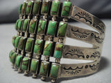 Huge Vintage Native American Navajo Sterling Silver Lime Green Turquoise Bracelet Old Cuff-Nativo Arts
