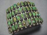 Huge Vintage Native American Navajo Sterling Silver Lime Green Turquoise Bracelet Old Cuff-Nativo Arts
