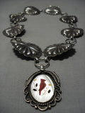 Huge!! Vintage Native American Navajo Sterlling Silver Repoussed Concho Belt Necklace Old-Nativo Arts