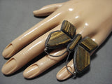Huge!! Vintage Native American Navajo Tiger's Eye Sterling Silver Nativw American Ring-Nativo Arts