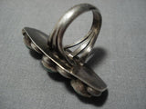 Huge!! Vintage Native American Navajo Triple Royston Turquoise Sterling Silver Ring Old-Nativo Arts